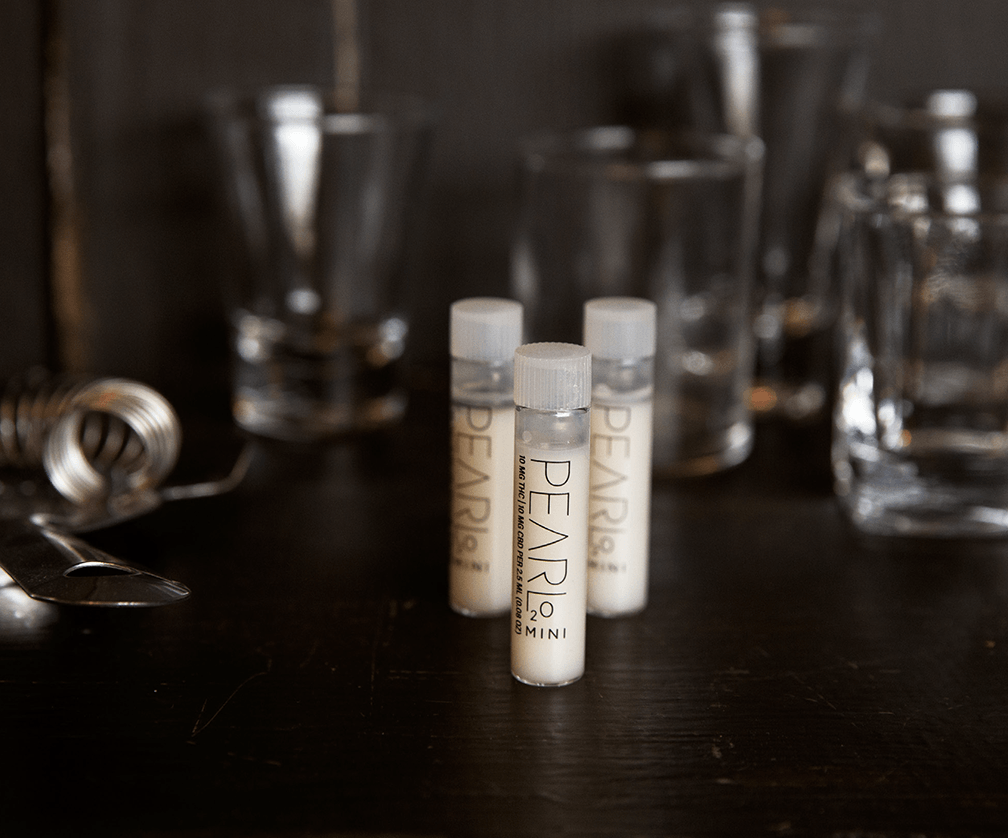 Three Vials of Pearl, a cannabis beverage infusion using SoRSE Technology