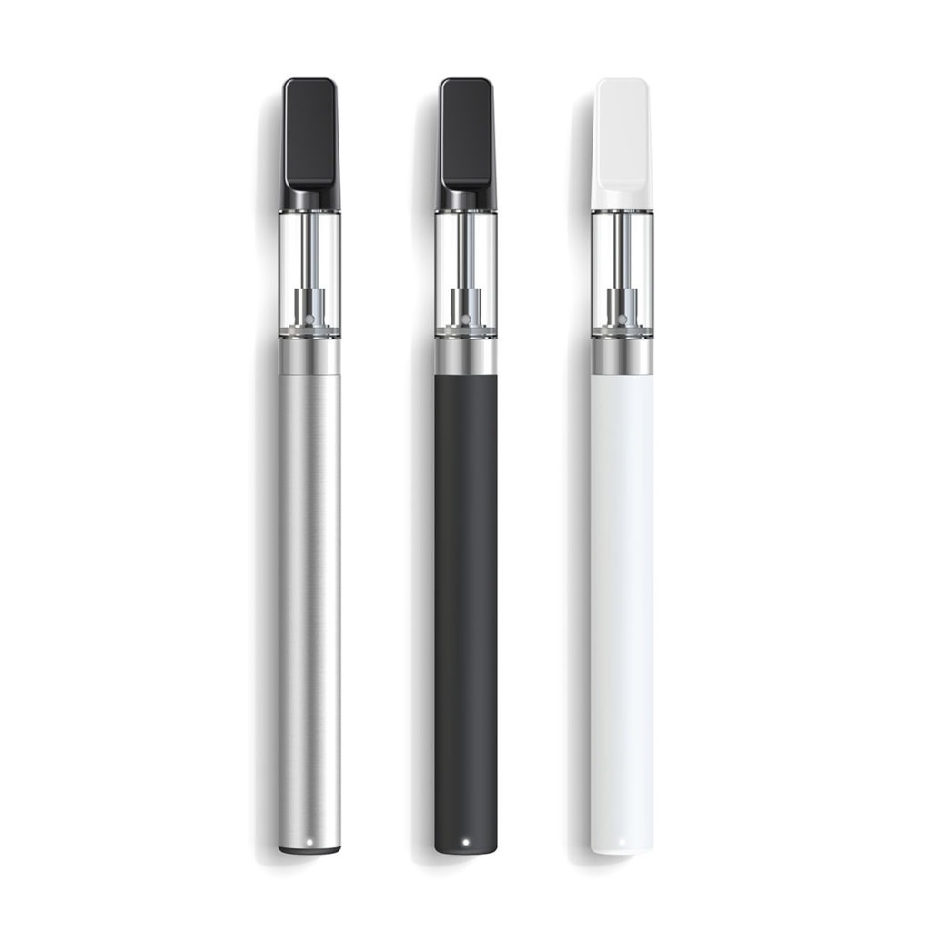 Three Valens Vape Pens in silver, black, and white